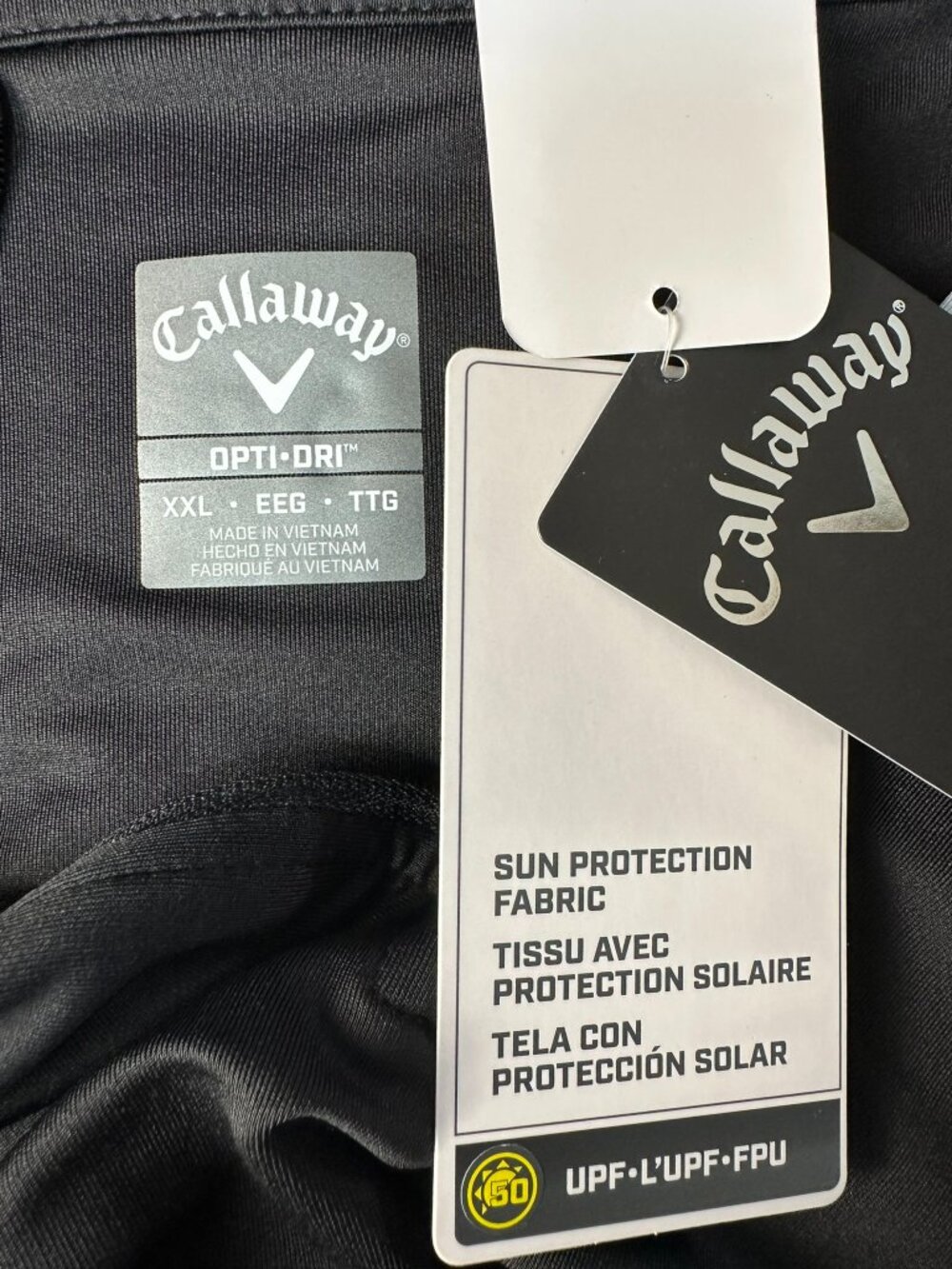 Callaway Men's Quarter Zip Sun Protection Long Sleeve Golf Pullover, XXL, Caviar - Picture 8 of 12